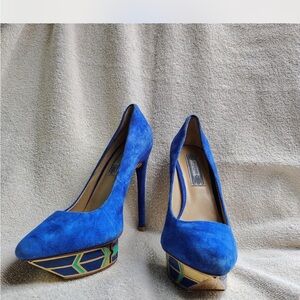 Ivy Kirzhner Blue Suede Platform Heels